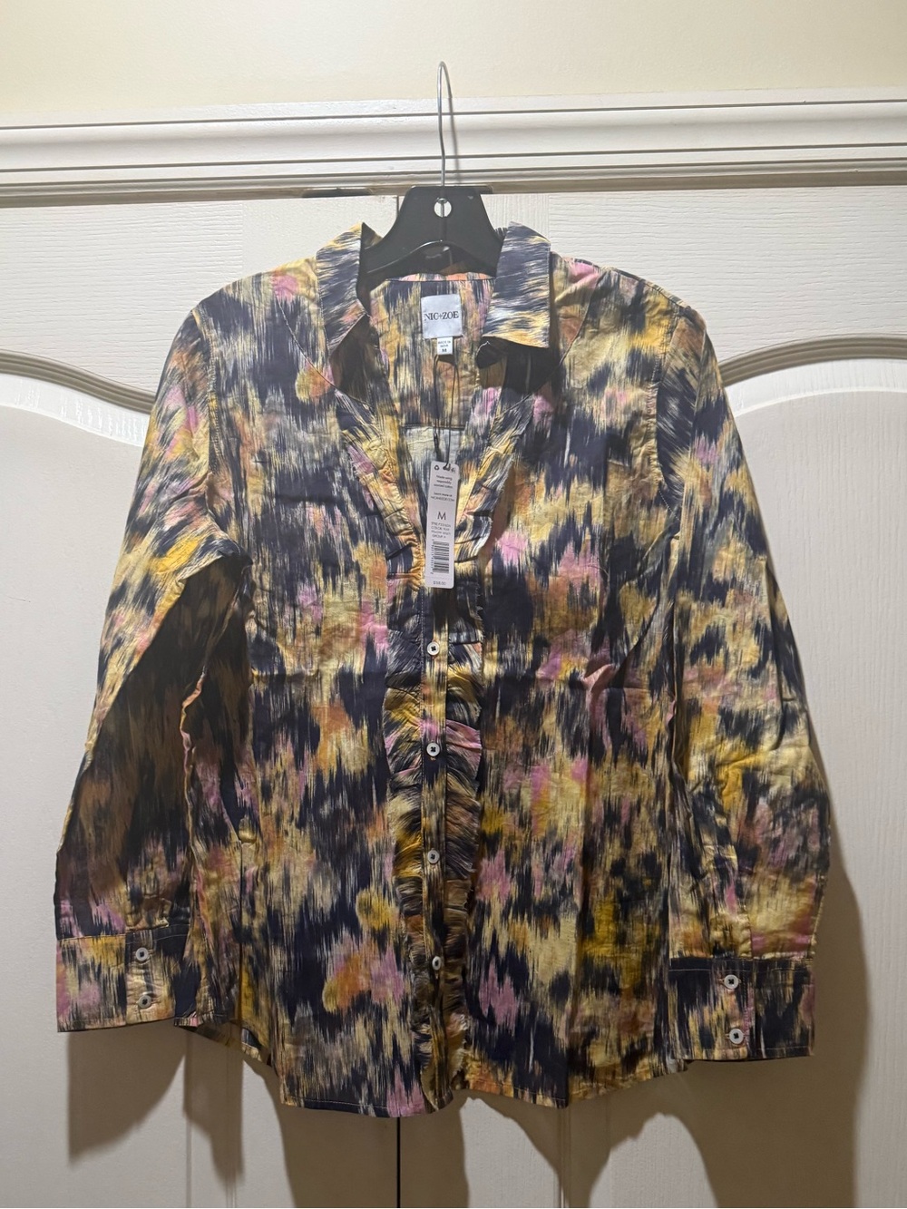 Nic+Zoe Multicolor Abstract Print Button-Up Shirt /Tunic Size Medium